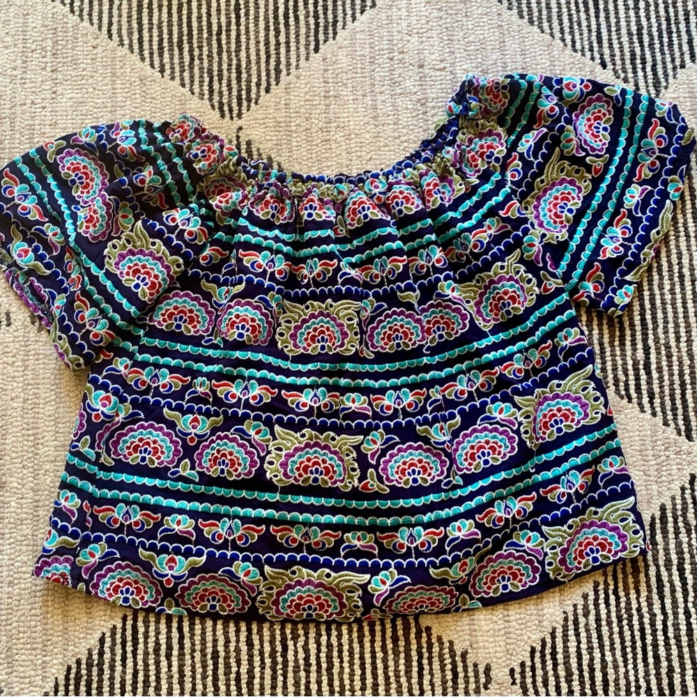 Romeo & Juliet Couture Multicolored Embroidered Floral Off Shoulder Women’s Sz M